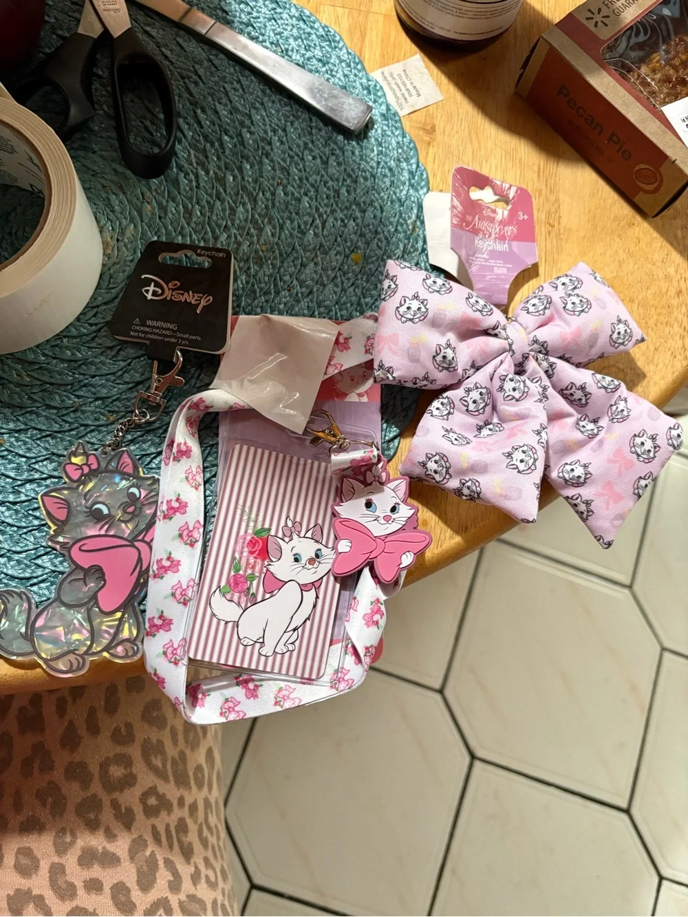 Disney Pink Marie Cat Bow and Matching Lanyard Set